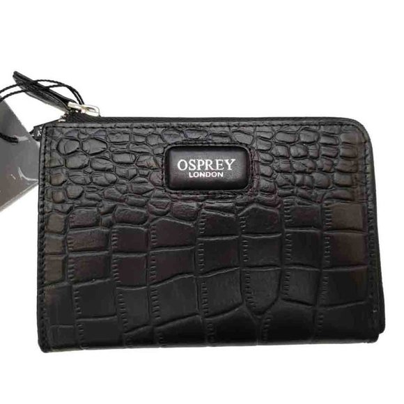Osprey London Pendower Zip Around Wallet Black Leather Women's - Picture 1 of 4